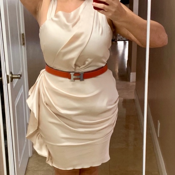 Donna Morgan Ivory Classic drape goddess dress - Picture 6 of 8